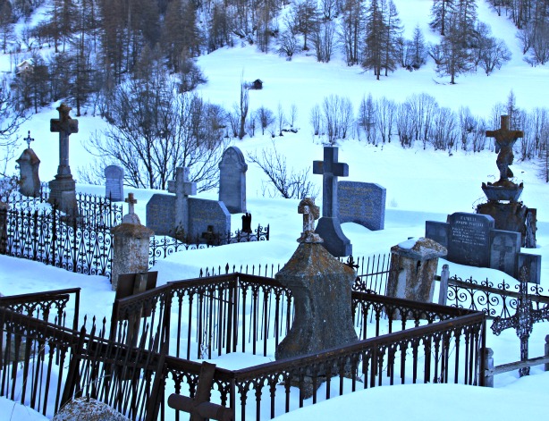 Snow covered grave yard Snow covered grave yard