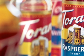 Torani syrup bottles
