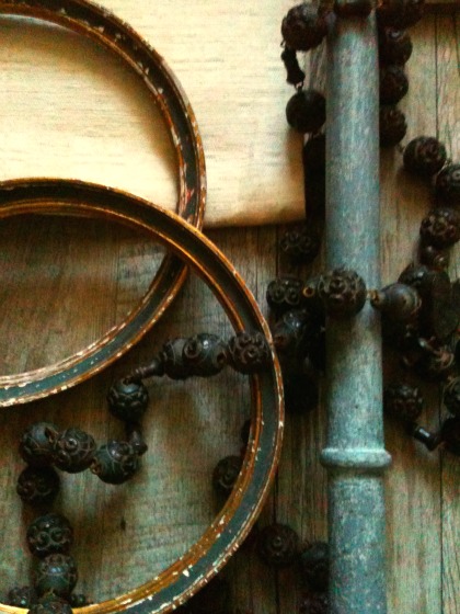 French Brocante, rosary beads and frames French Brocante, rosary beads and frames
