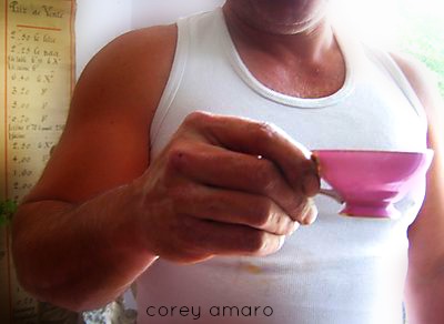 French Man with a Pink Espresso Cup French Man with a Pink Espresso Cup