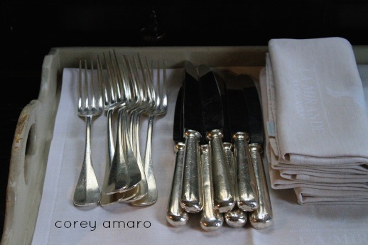 Silverware and napkins