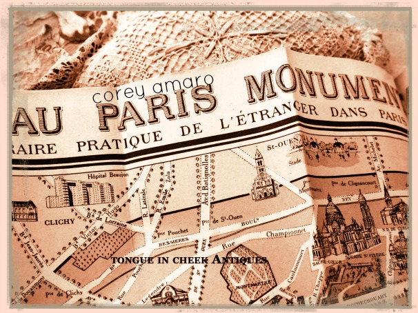 Paris-map French brocante Paris-map French brocante