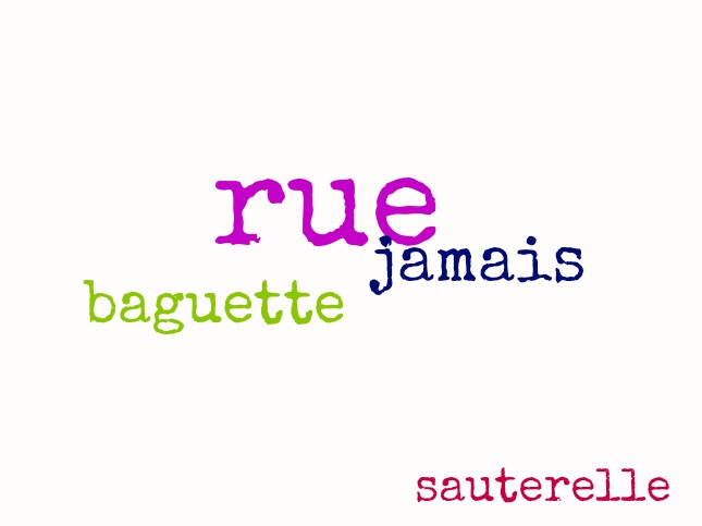 French words rue, baguette French words rue, baguette