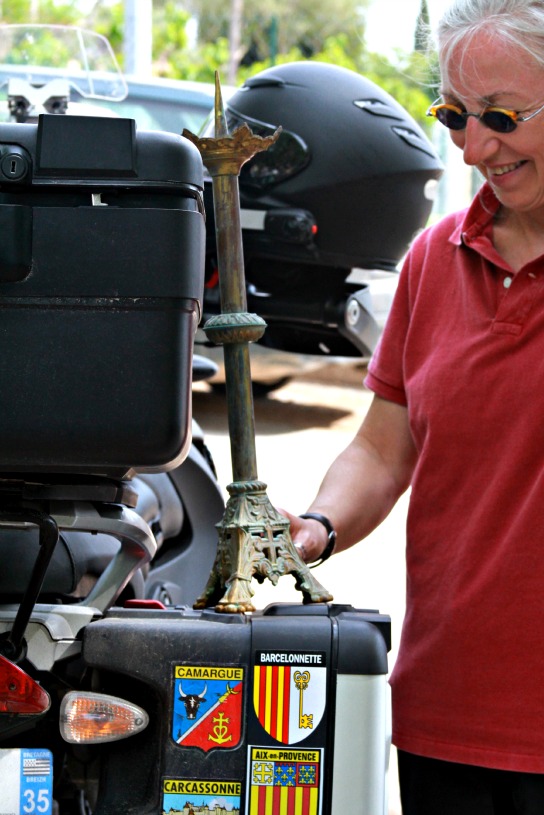 Candlesticks on a motorcycle