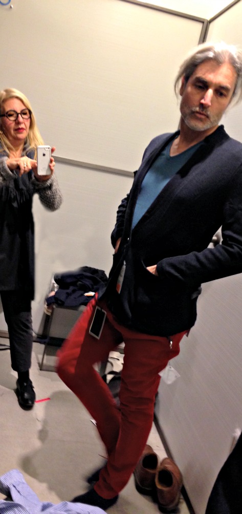 Trying on clothes