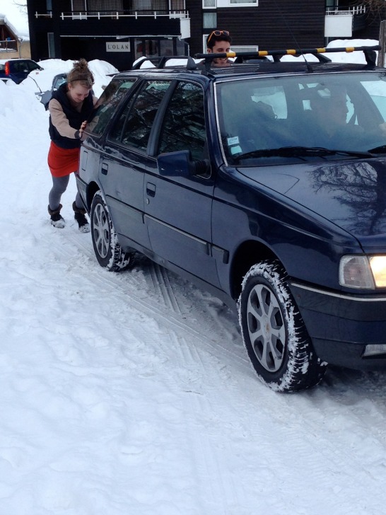 Push car in the Alps Push car in the Alps