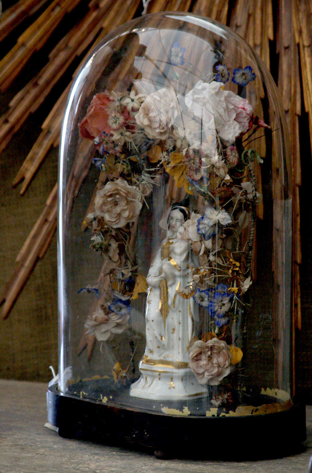 French antique globe with virgin French antique globe with virgin
