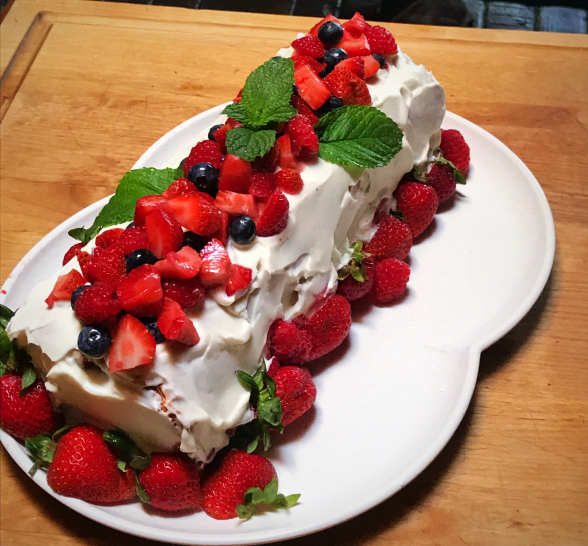 Three Berry Angel Food Roll Cake