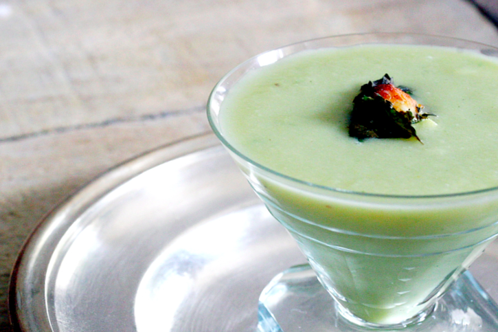 cucumber gazpacho with walnut mint pesto 