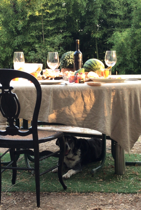 dinner outside Nelly's chateau dinner outside Nelly's chateau